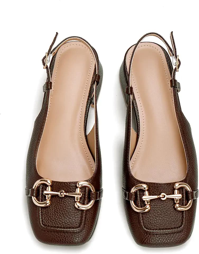 Slingback Mary Jane Heels for Women Low Block Heel Closed Square Toe Pump Shoes Heels Classic Daily Office Dressy Shoes