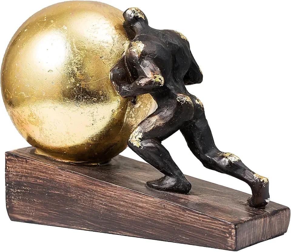 Lukitas Sisyphus Sculpture Statue Decor, Struggler Figurine, Resin L8.5''