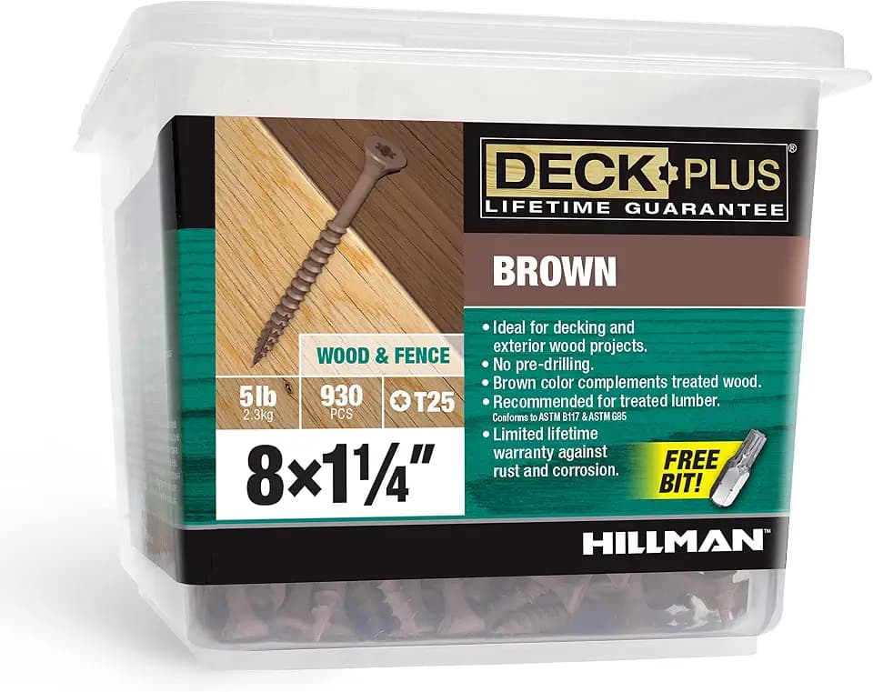 Deck Plus Deck Screws, #8 x 1-1/4in, 930 Pack, Brown, Epoxy