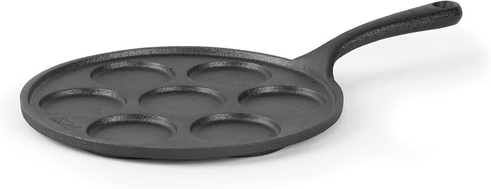 Commercial CHEF Mini Pancake Maker Pan, Pre-Seasoned Cast Iron, CHCI172