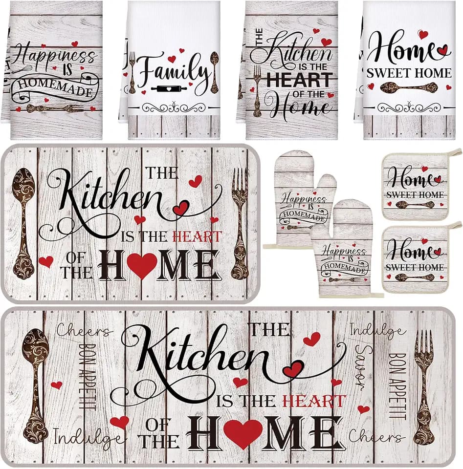 10 Pcs White Farmhouse Kitchen Decor Set Rustic Country Kitchen Accessories