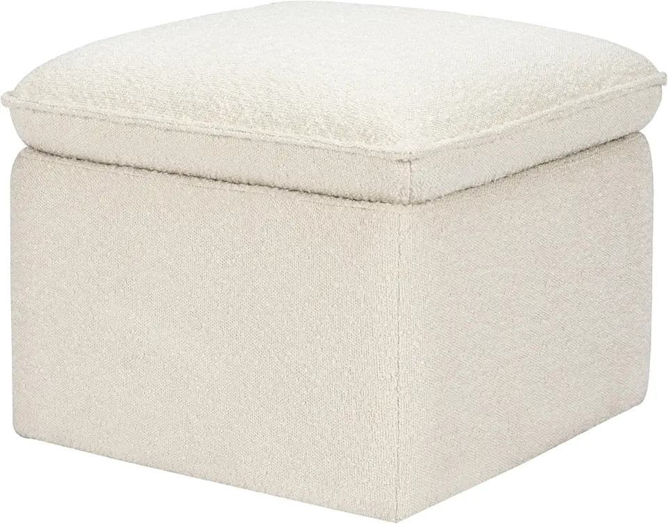 Babyletto Cali Storage Ottoman in Ivory Boucle, Greenguard Gold Certified
