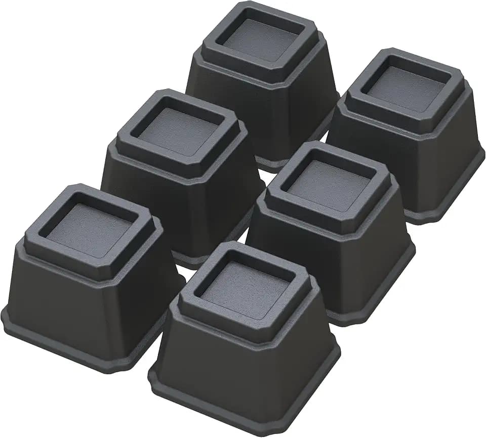 6 Pack Bed Risers 4 Inch, Heavy Duty Furniture Risers, Black
