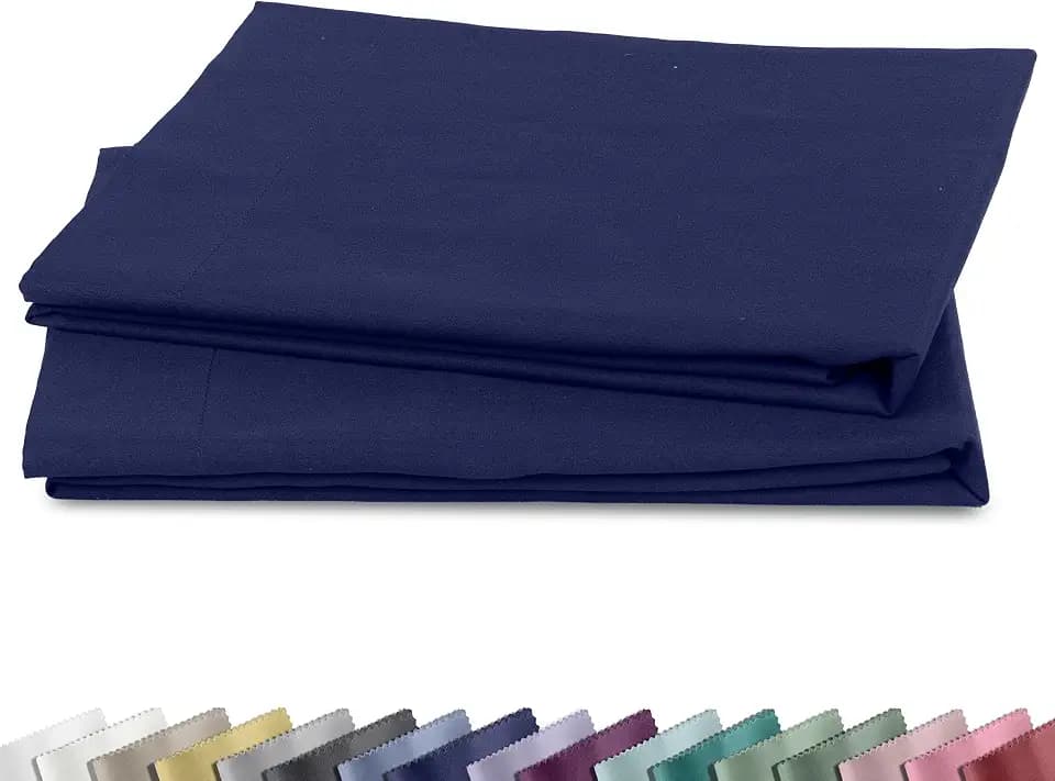Soft Natural 100% Cotton Sateen King Size Pillowcases, 2-Pack, Navy Blue