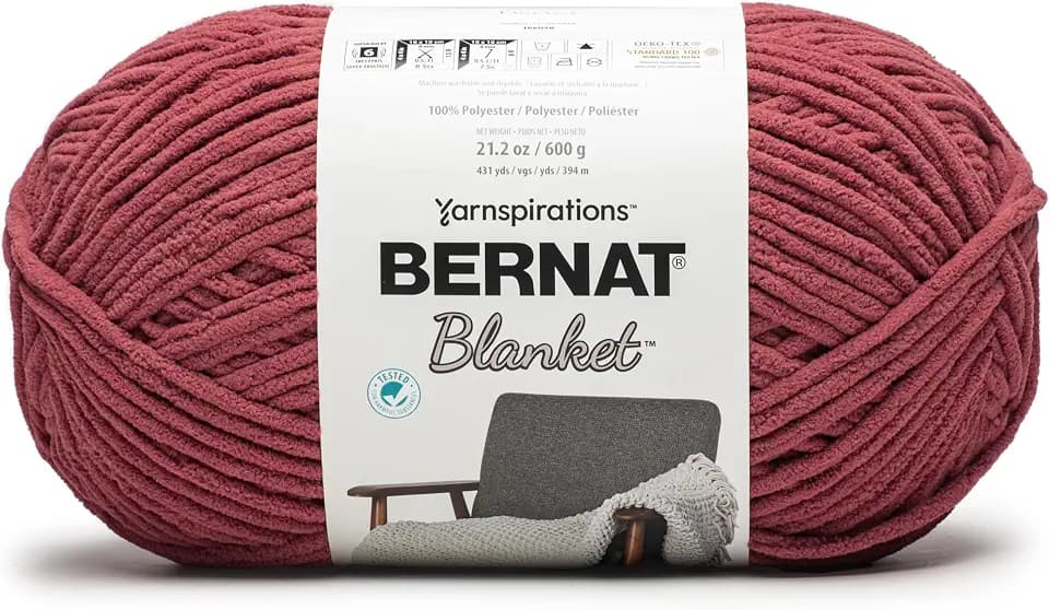 Bernat Blanket Yarn Super Bulky Chenille Yarn, Merlot, 1-Pack