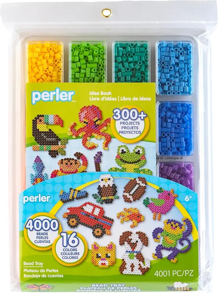 Perler 17605 Assorted Fuse Beads Kit with Storage Tray and Pattern Book for Arts and Crafts, Multicolor, 4001pcs