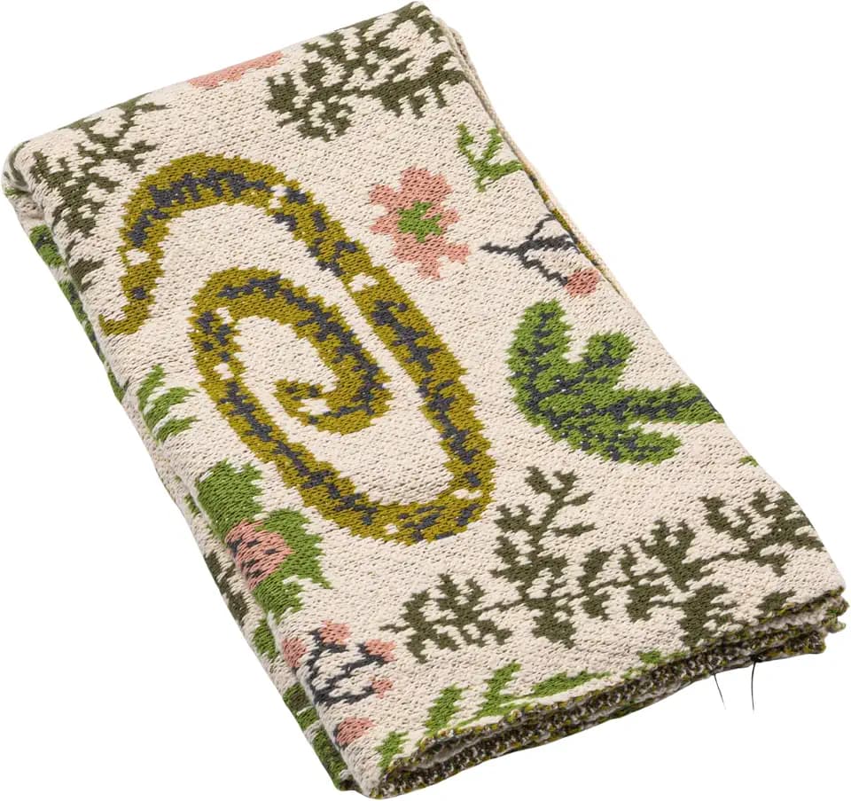 Creative Co-Op Cotton Knit Baby Blanket with Snakes and Flowers, 40" L x 32" W