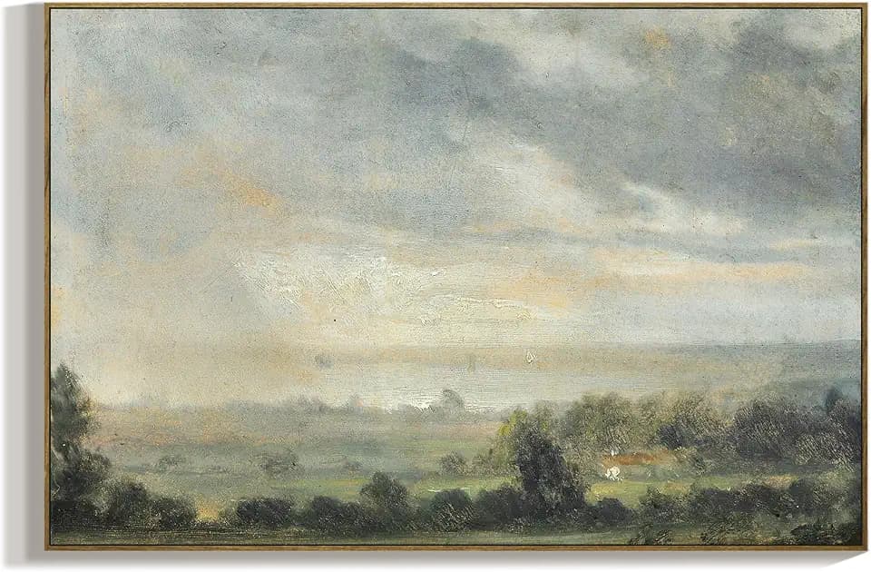 RaphelArt Framed Large Canvas Wall Art Home Decor,Morning of The Country Vintage Decor,Cottagecore Landscape Farmhouse Painting Canvas Wall Art Decor for Living Room,Office,Bedroom,Bathroom,24''x36''