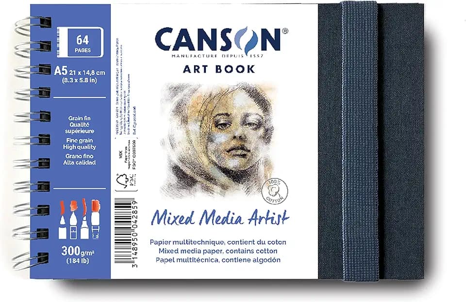 Canson Mixed Media Paper Art Book, White, 8.3x5.8 in