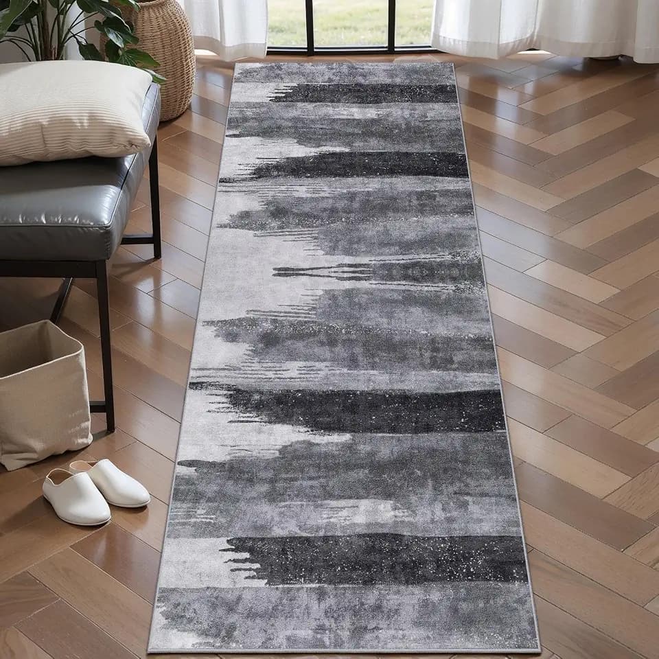 Ciicool 2x6 Runner Rugs for Hallway Kitchen, Modern Abstract Washable Gray