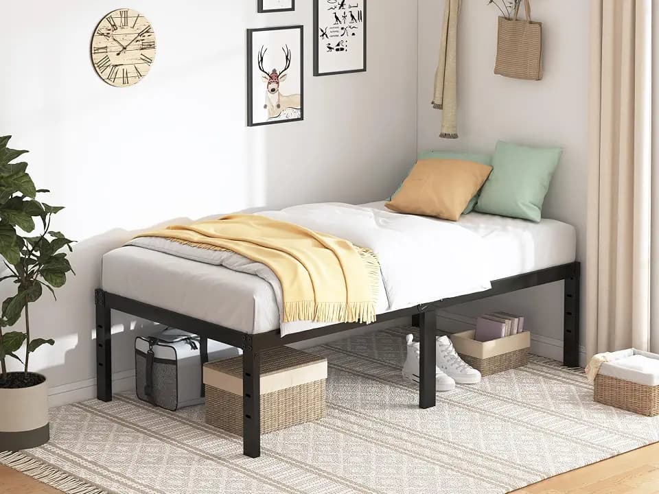 QEROMY Twin Bed Frame - 18 in Sturdy Platform Bed Frame Twin Size