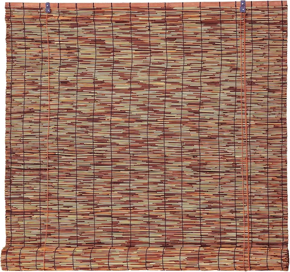 Brown Bamboo Reed Roller Shades 48" Wx72 H Outdoor Privacy Blind