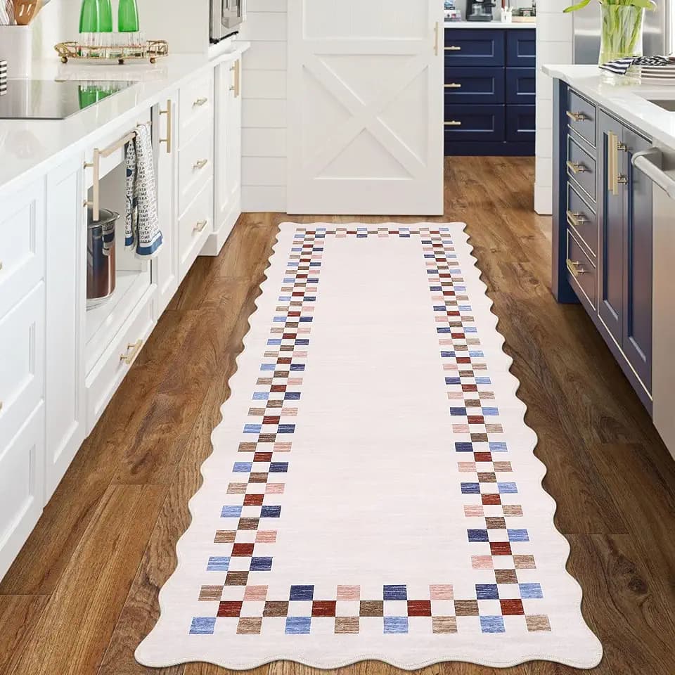 GarveeHome Washable Runner Rug 2x10 Modern Bordered Hallway Runner Rug