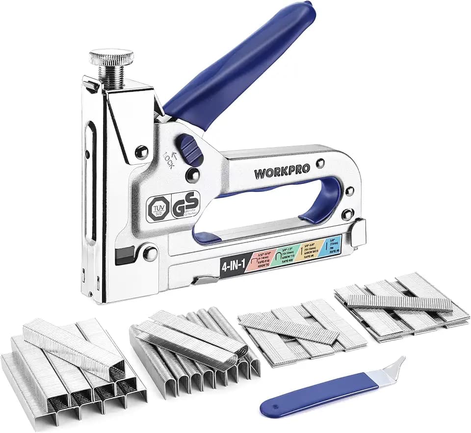 WORKPRO 4-in-1 Staple Gun, Manual Brad Nailer with 2000 Count of Staples