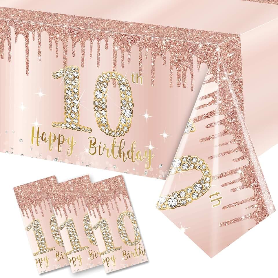 Excelloon 10th Birthday Decorations Tablecloth Set for Girls