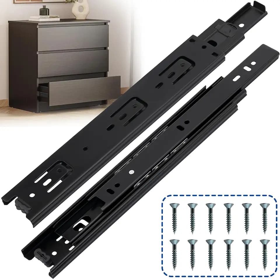 16 Inch Drawer Slides 6 Pairs (12pcs) Side Mount Rails - Heavy Duty Full Extension Ball Bearing – Drawer Slide Glides for Cabinet Kitchen, Dresser Runners - Draw Slides Sliders 100Lb Capacity