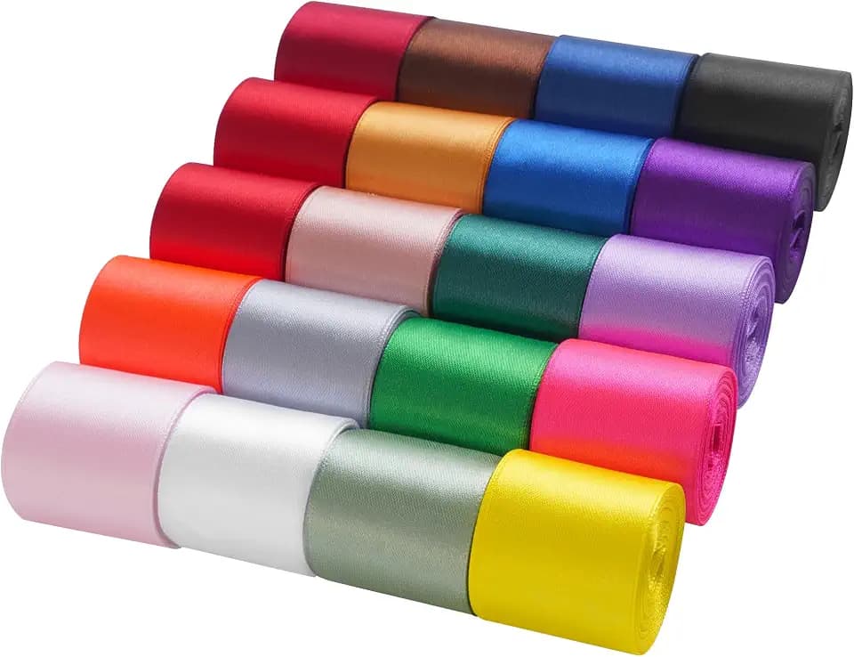 LIUYAXI Rainbow Satin Ribbon, 1-1/2 Inch x 20 Rolls Total 100 Yards