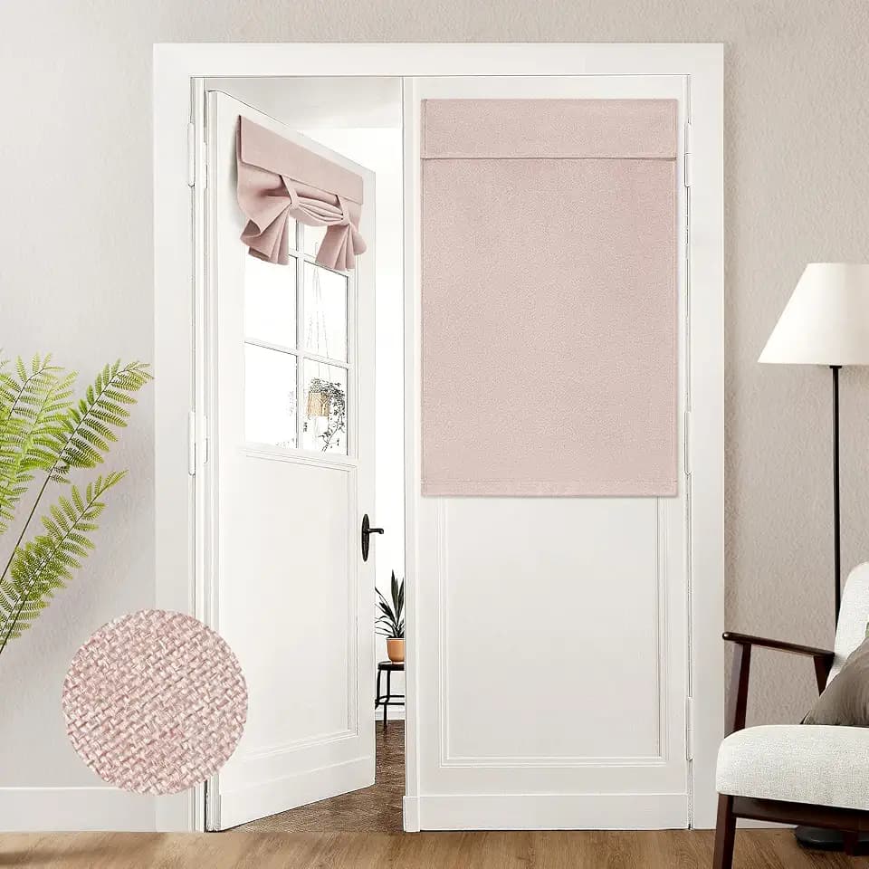 HOMEIDEAS 100% Blackout Linen Door Curtains for French Door 30x40 Inch