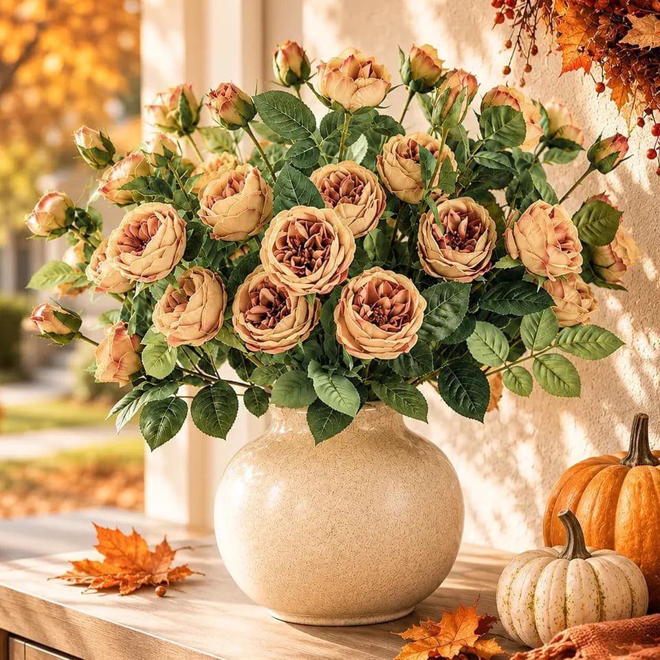 6PC Artificial Fall Flower Artificial Peonies for Decoration Outdoor Peony