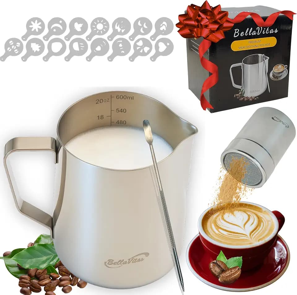 Stainless Steel Milk Frothing Pitcher Set 20oz Latte Art Pen