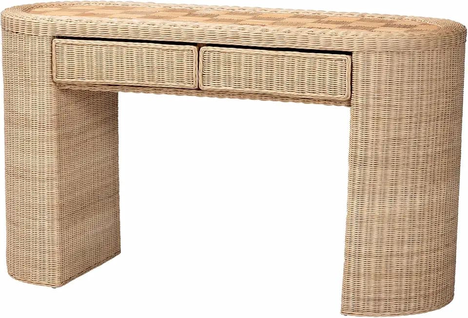 Bali & pari Mimi Natural Rattan Checkered Console Table