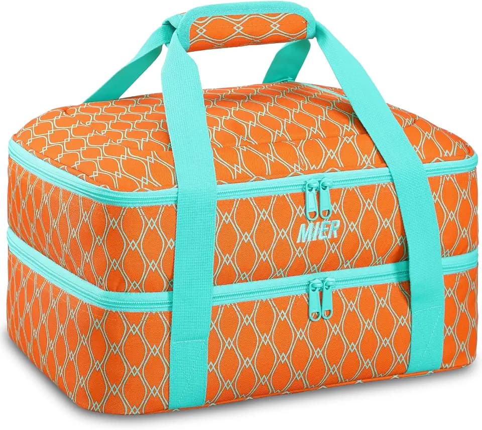 MIER Large Lasagna Lugger Tote Bag Insulated Casserole Carrier, Orange