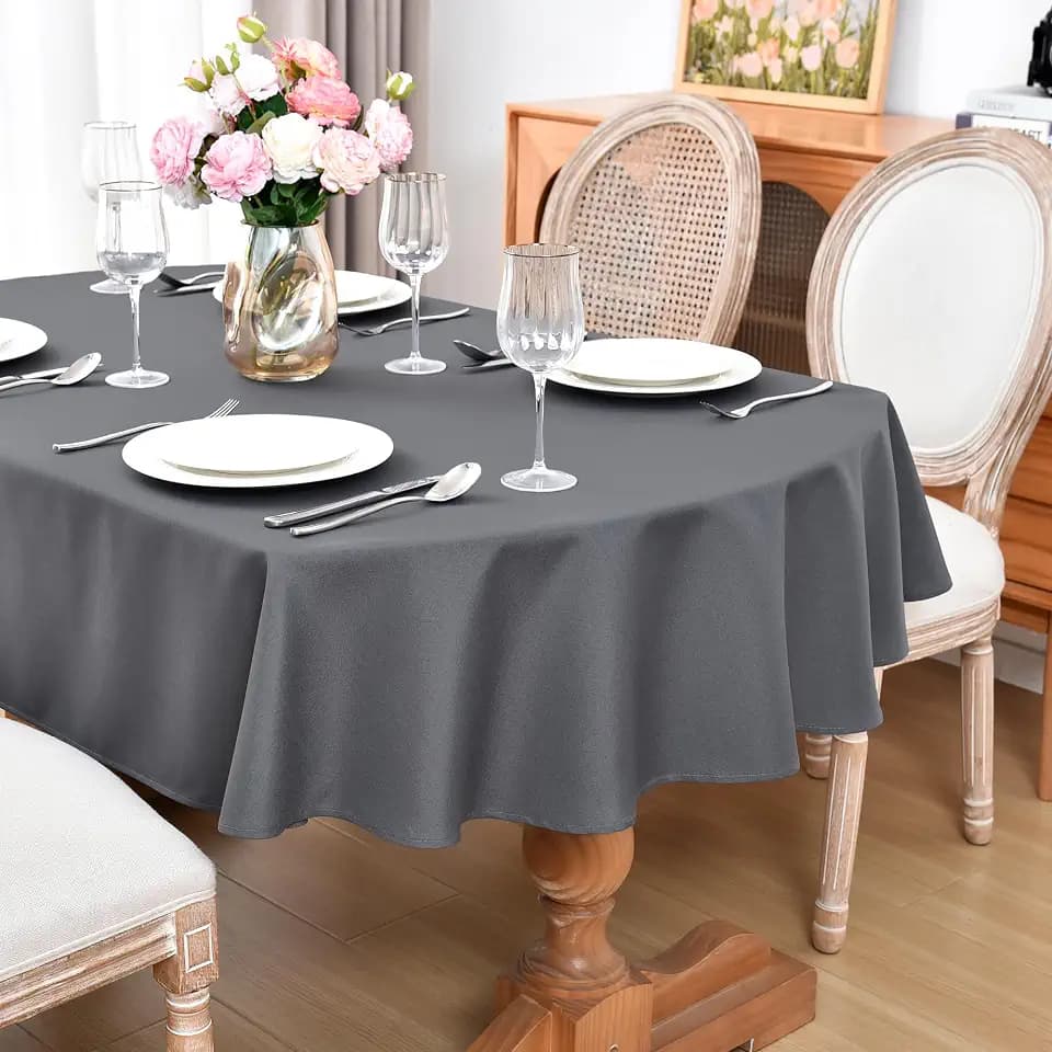 eeivs Oval Tablecloth Grey Table Cloth 60x84 Inch Dining Table Cover