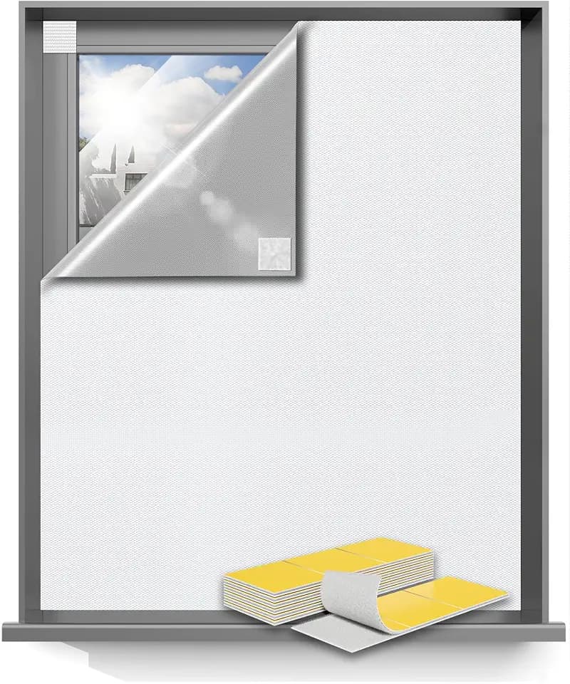 Sumobaby Blackout Curtains for Bedroom 50"x60" Portable No Drill Black Out Window Cover with Heat-Resistant Hook&Loop Tapes,100% Blackout Shades,Thermal Insulated Blinds for Bedroom,Nursery(White)