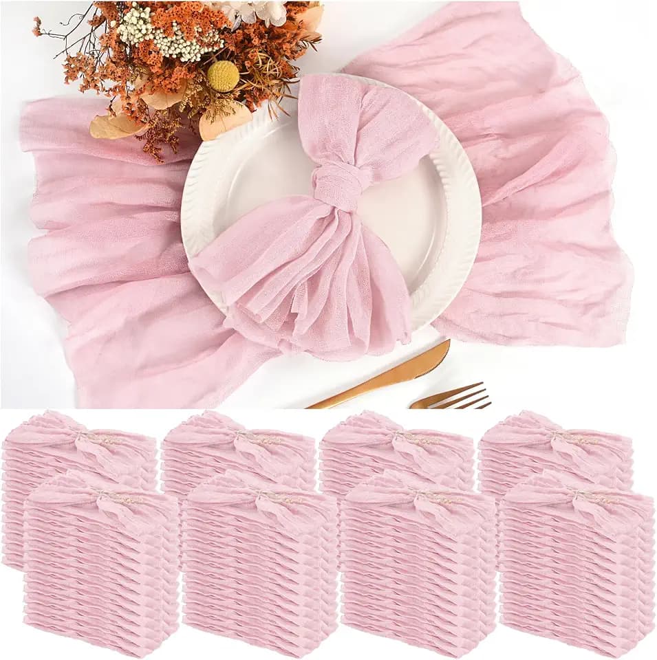 Teruntrue 100 Pack Cheese Cloth Napkins Bulk, Baby Pink, 20 x 20 Inch
