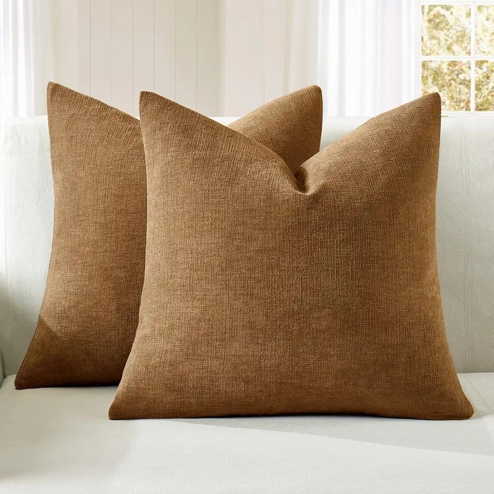 MIULEE Bronze Chenille Couch Euro Throw Pillow Covers, 22x22