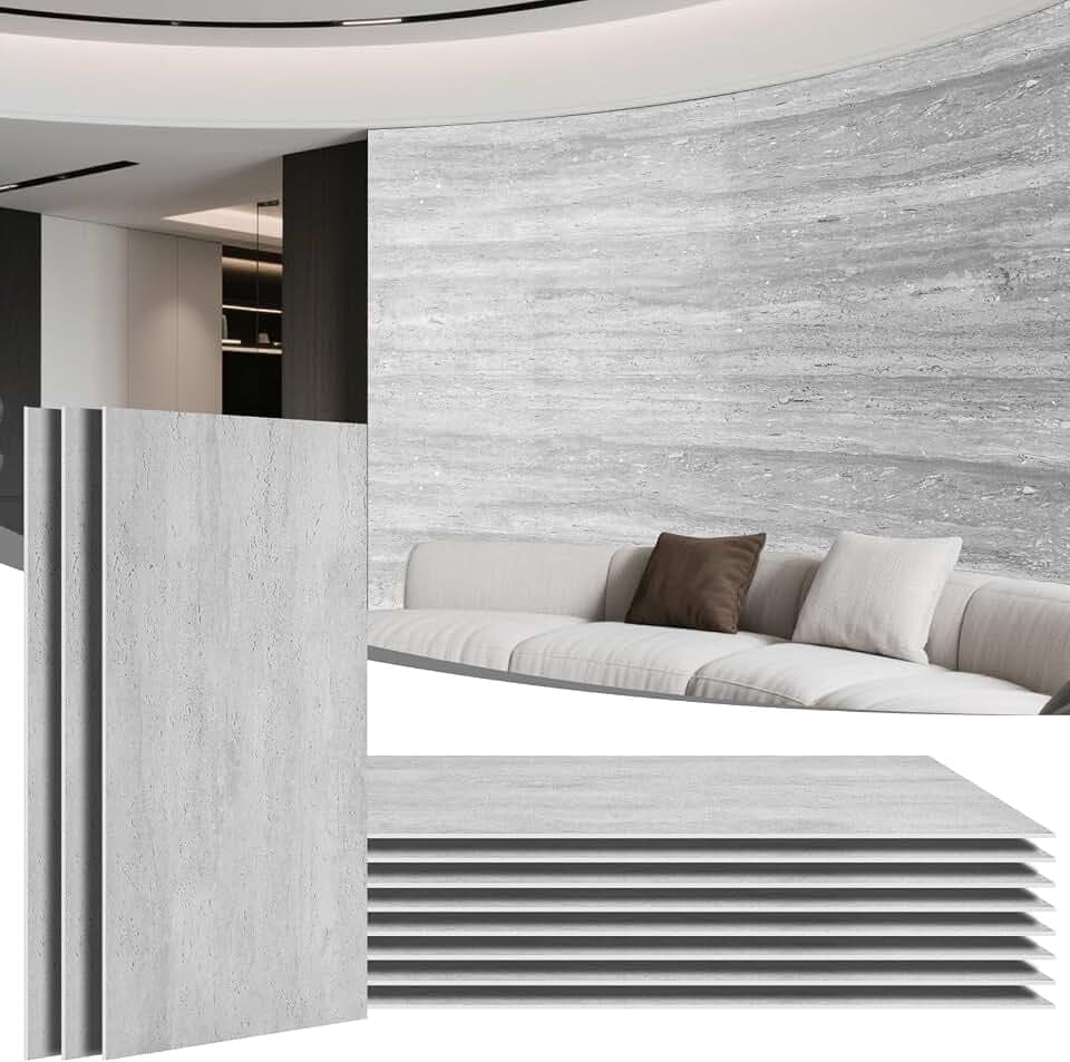 Natural Flexible Soft Stone Wall Panel, 20-Pack, 37.75 Sq Ft Coverage, Flexible & Bendable Exterior Wall Panels - Textured Stone Siding for Interior & Outdoor Use - Gray