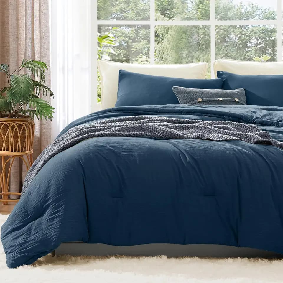 King Size Comforter Set-3 Pieces Soft Serenity Blue Comforter Bedding Set