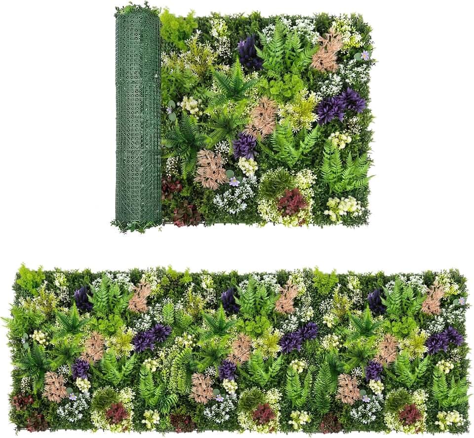 Grass Wall Panels, Faux Dreamy Fern Flowers Plants, 40" x 120"