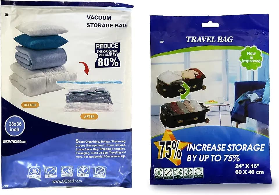 13 Combo Pack Vacuum Storage Bags (9 Large Size 36"X28" and 4 Travel Bags Size 24"X16") for Storage Organization