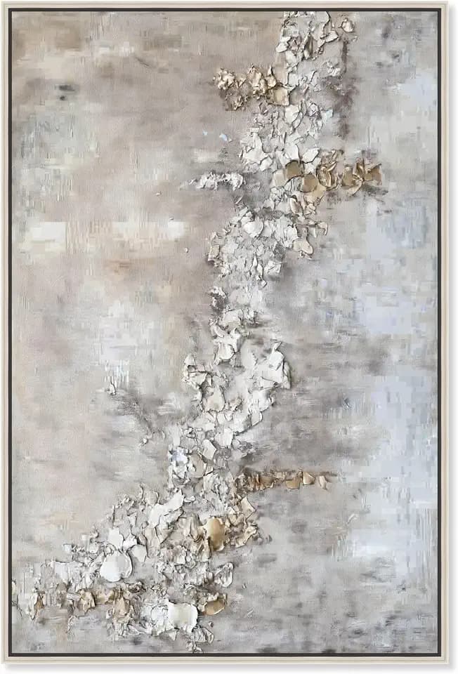 Art Remedy Rust Fragment Canvas Elegant Gold Abstract, Silver Frame, 30" x 45"
