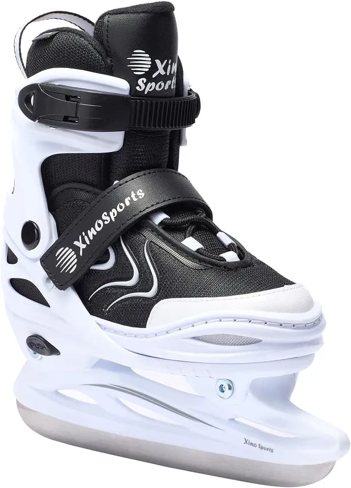 Xino Sports Adjustable Ice Skates - for Girls and Boys, Two Awesome Colors - Blue and Pink, Soft Padding and Reinforced Ankle Support, Fun to Skate!…