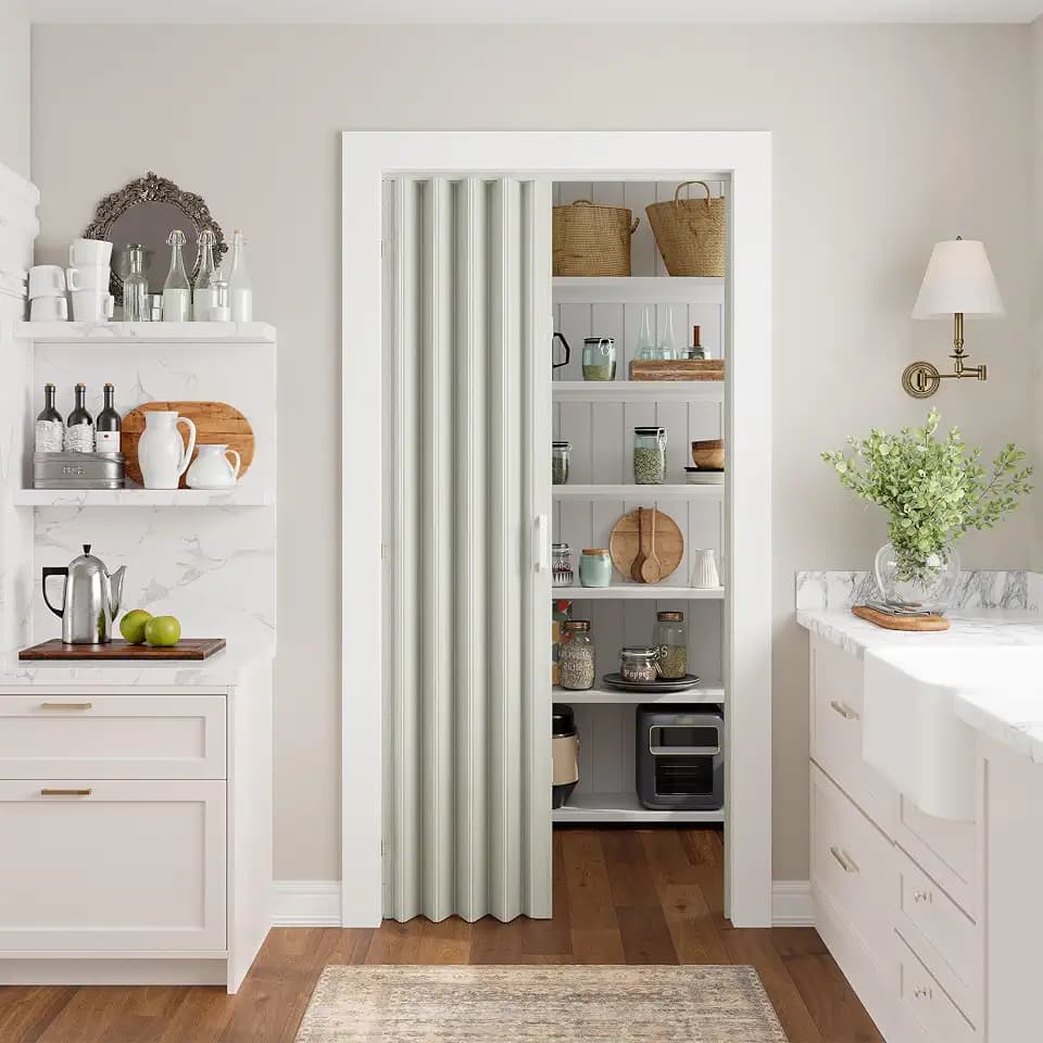 SmartStandard 32" x 80" Accordion Doors Interior, Double Walled, White Ash