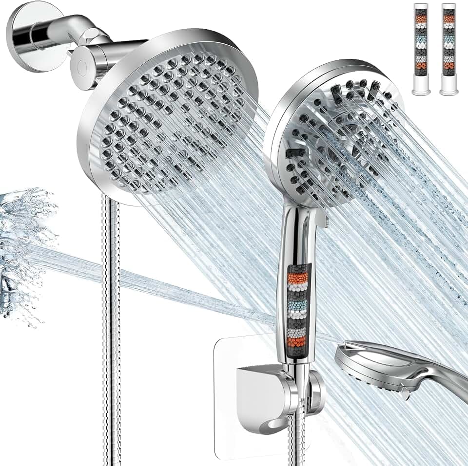 Shower Head with Handheld Spray Combo, Dual Rain Shower Head-Chrome