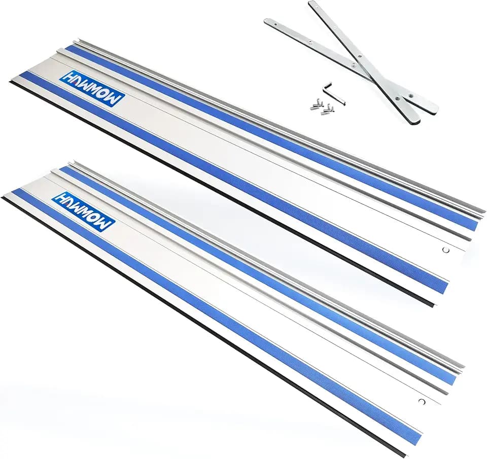 110" Track Saws Guide Rail Replacement for Makita and Fit for Festool, Includes 2 PCS 55" Aluminum Extruded Guided Rails and 2 Guide Rail Connectors for Woodworking Longer Cuts, Sliver