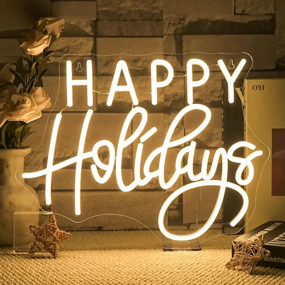 Horseneon Happy Holidays Neon Sign Warm White Merry Christmas Neon Signs