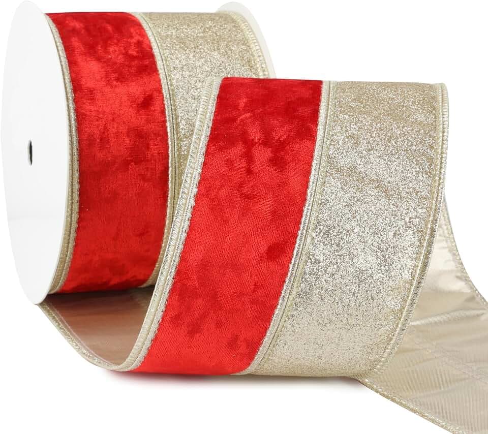 Red Velvet Wired Ribbon, 4 Inch x 10 Yards