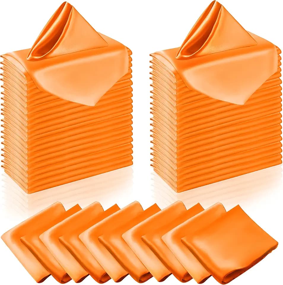 Manyshofu Burnt Orange Satin Napkins 12x12-50 Pieces, Reusable