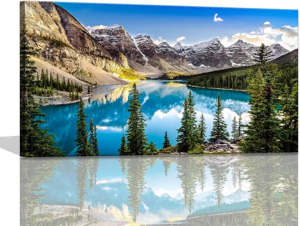 Wall Pictures for Living Room Moraine Lake Landscape Banff National Park Photos Large Canvas Prints Framed Wall Art Modern Nature Pictures for Bedroom Wall Decor XLarge Canvas Wall Art 30x60inch