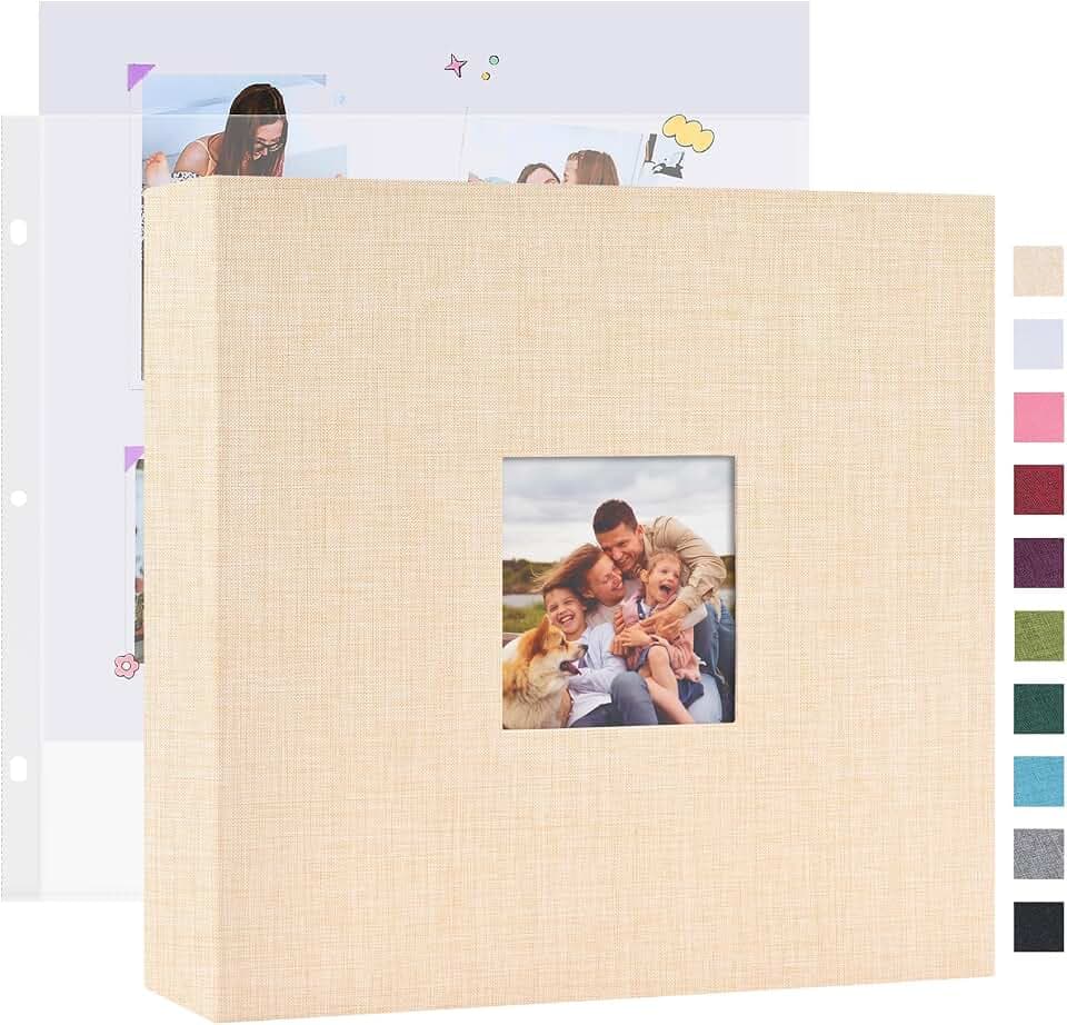 Mublalbum 10x10 Inch 3 Ring DIY Scrapbook Photo Album 80 Pages, Beige