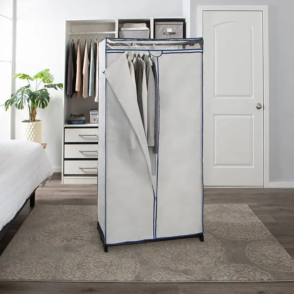 Simplify 36" Wide Portable Closet | Great for Clothes | Accessories | Heavy Duty | Hanging Rod | Easy to Assemble | Dimensions : 36” x 63” x 19” | White