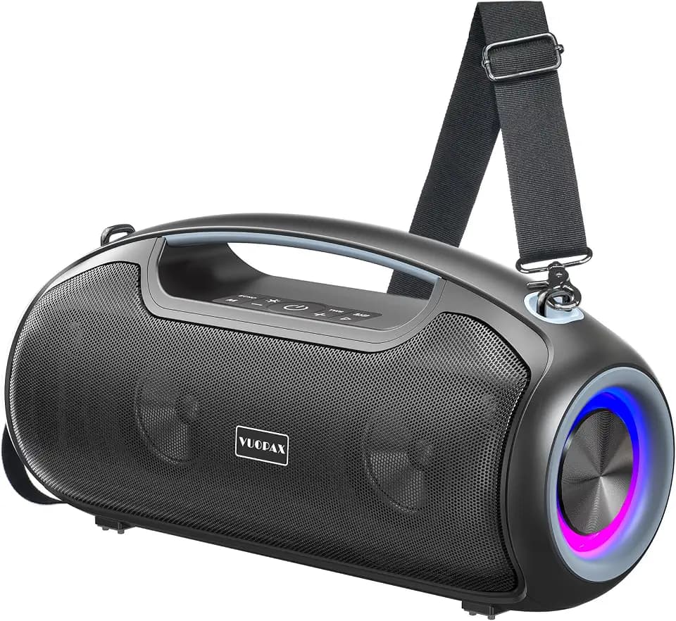 Bluetooth Lautsprecher, (180W Peak) Tragbarer Musikbox mit RGB Lichter, Party Boom box, 2+2 Channel, Boost Bass, IP65 Wasserdicht, 24H, USB-C, EQ, BT 5.3, für Outdoor, Camping, Strand und Garten