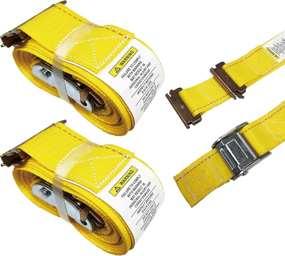2 Pack E-Track Cam Buckle Straps 2" x 16' x 2,500 lbs Strength for Cargo Tie Down in Enclosed Trailer & Van by KODIAK STRAPS