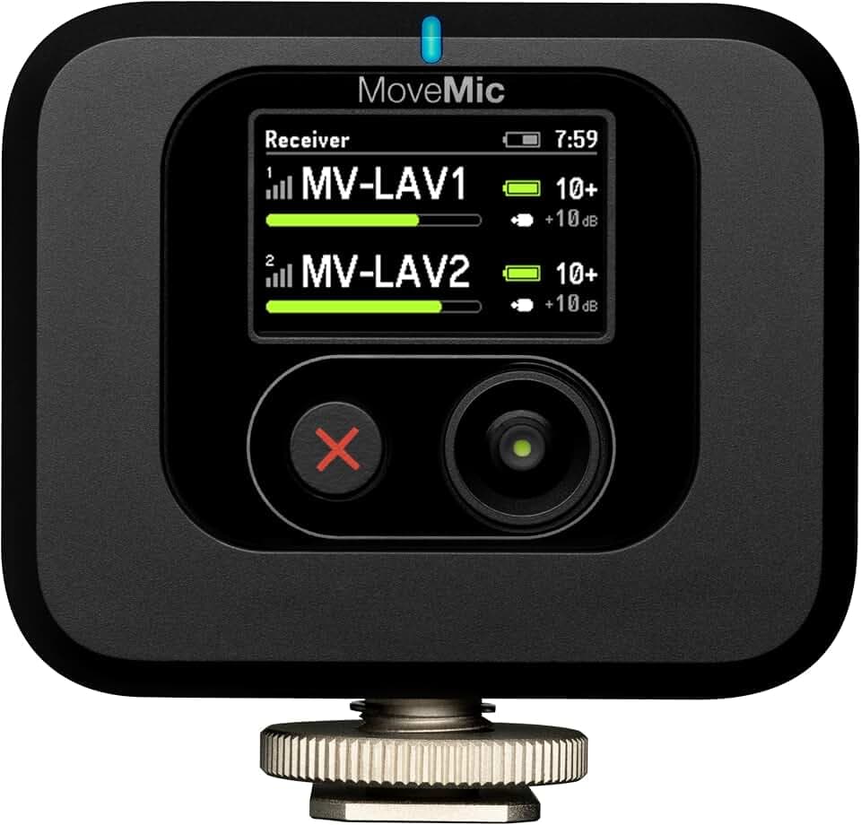 Shure MoveMic Empfänger - Kameraempfänger als Zubehörschuh für MoveMic Ansteckmikrofone, kompatibel mit den meisten DSLR-Kameras und Computern, ideal für mobile Content Creators (MV-R-Z6)