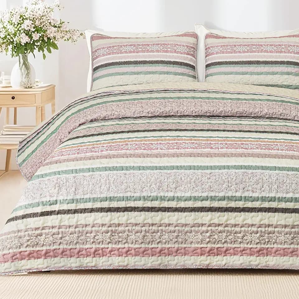Exclusivo Mezcla Reversible Boho Quilts Queen Size Pink