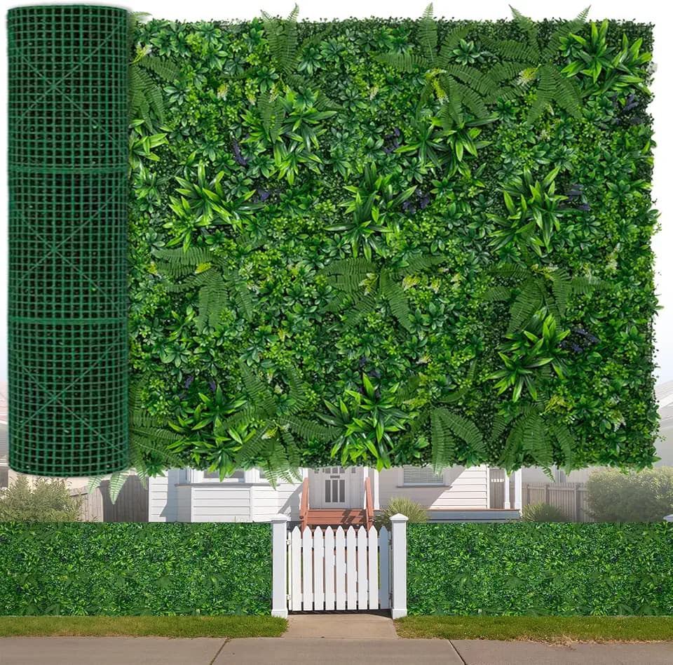 Artificial Boxwood Roll, 48x140 in(47 sqft) UV-Anti Faux Ivy Grass Wall Backdrop for Balcony Privacy, Fake Greenery Wall Decor for Garden, Patio, Backyard